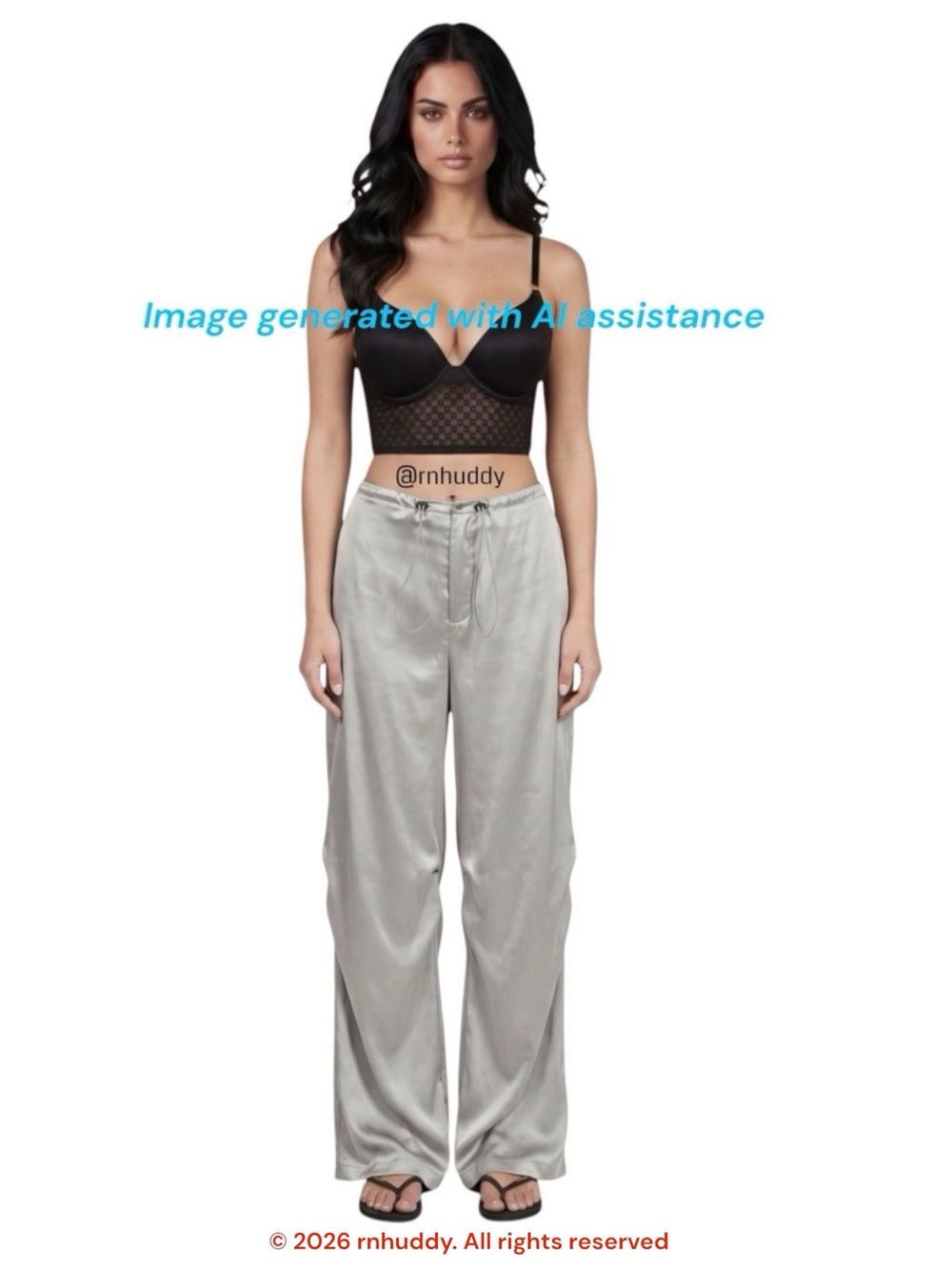 NWT Commense XS grey oversized satin wide leg pants